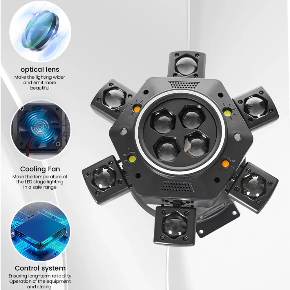 Remote control 6-arm shaking DJ light party LED beam light rotating stage effect light