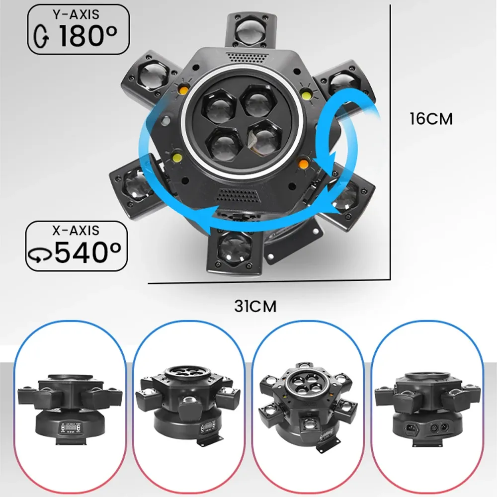 Remote control 6-arm shaking DJ light party LED beam light rotating stage effect light