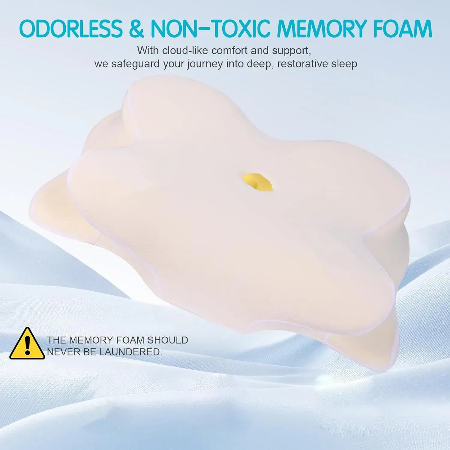 Adjustable Cervical Pillow, Contour Memory Foam Neck Pillow with Cooling Case for Side Back Stomach Sleepers, Ergonomic Support