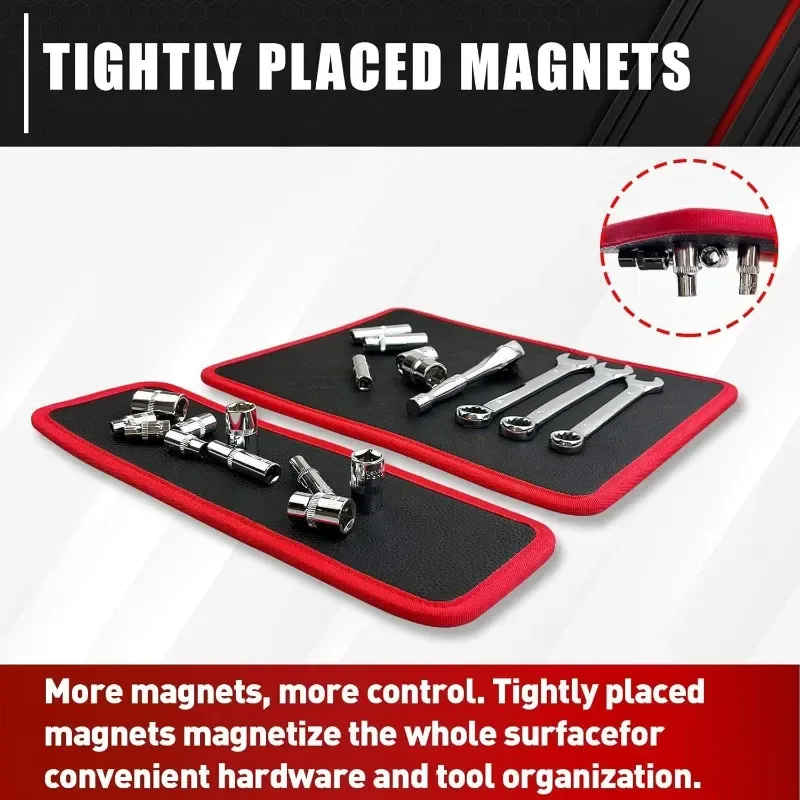 Flexible Magnetic Tool Holder Mat for Bolt Screw Wrenches Collapsible Magnetic Tool Tray and Telescoping Magnetic Pickup Tool