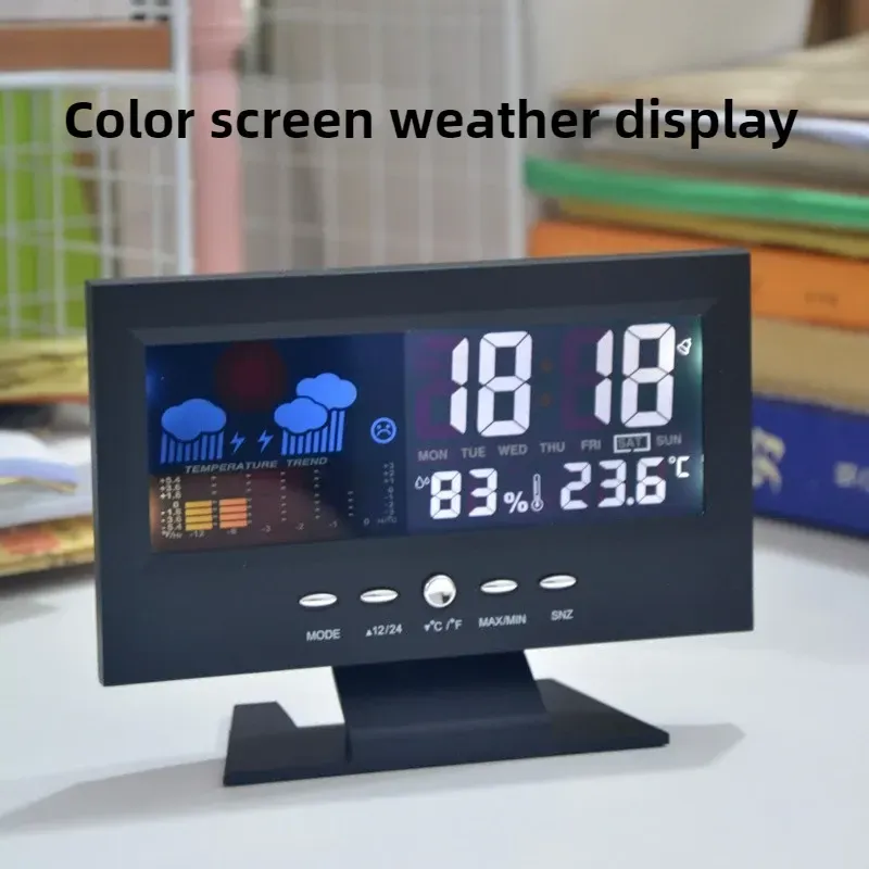 Electronic Alarm Clock Digital Alarm Clock Weather Station Time Temperature Humidity Display Clock with USB Cable