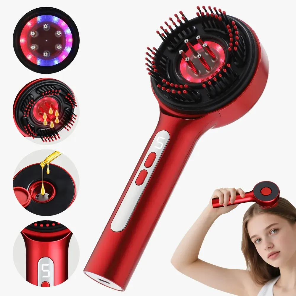 Electric Vibration Massage Comb Portable Hair Follicle Comb Scalp Oil Liquid Applicator Head Massager Hair Growth Anti Loss Care