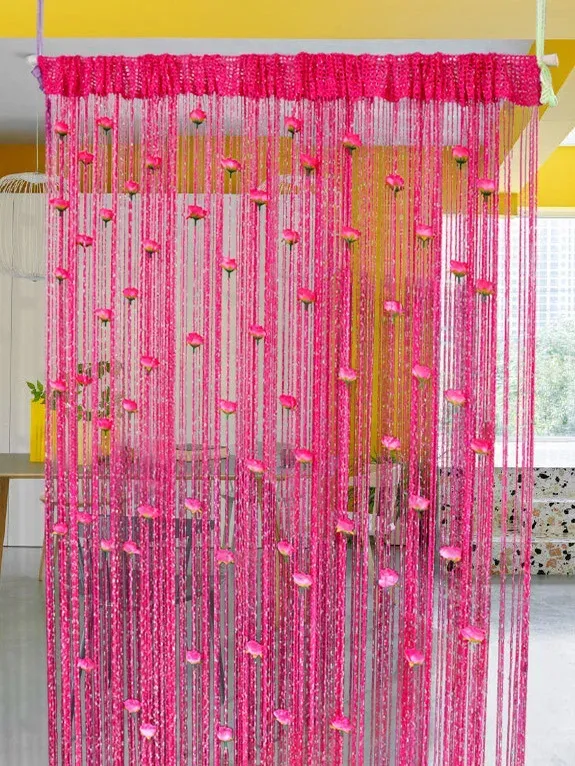 Thiened No-Drill Rose Line Curtain Modern mat Living Room Partition Baund Decorative Hanging Door Curtain