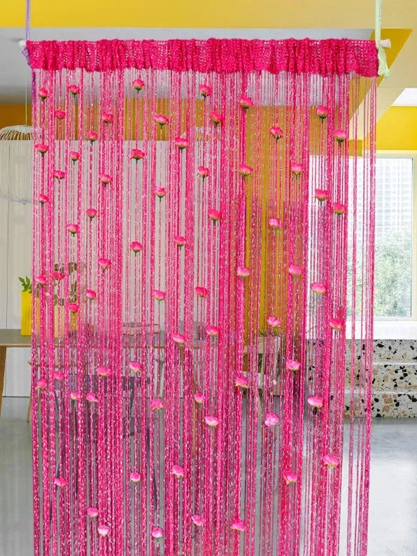 Thiened No-Drill Rose Line Curtain Modern mat Living Room Partition Baund Decorative Hanging Door Curtain