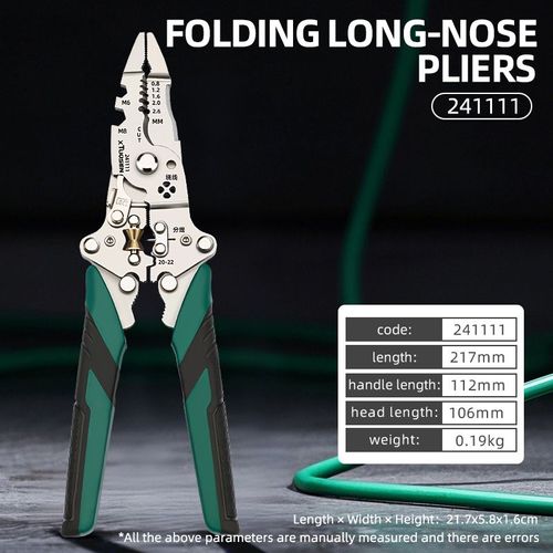 Foldable cable cutting and stripping multifunctional combination tool