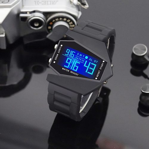 7-Color Luminous, Waterproof, Square, Multifunctional, Aircraft-Themed Wristwatch