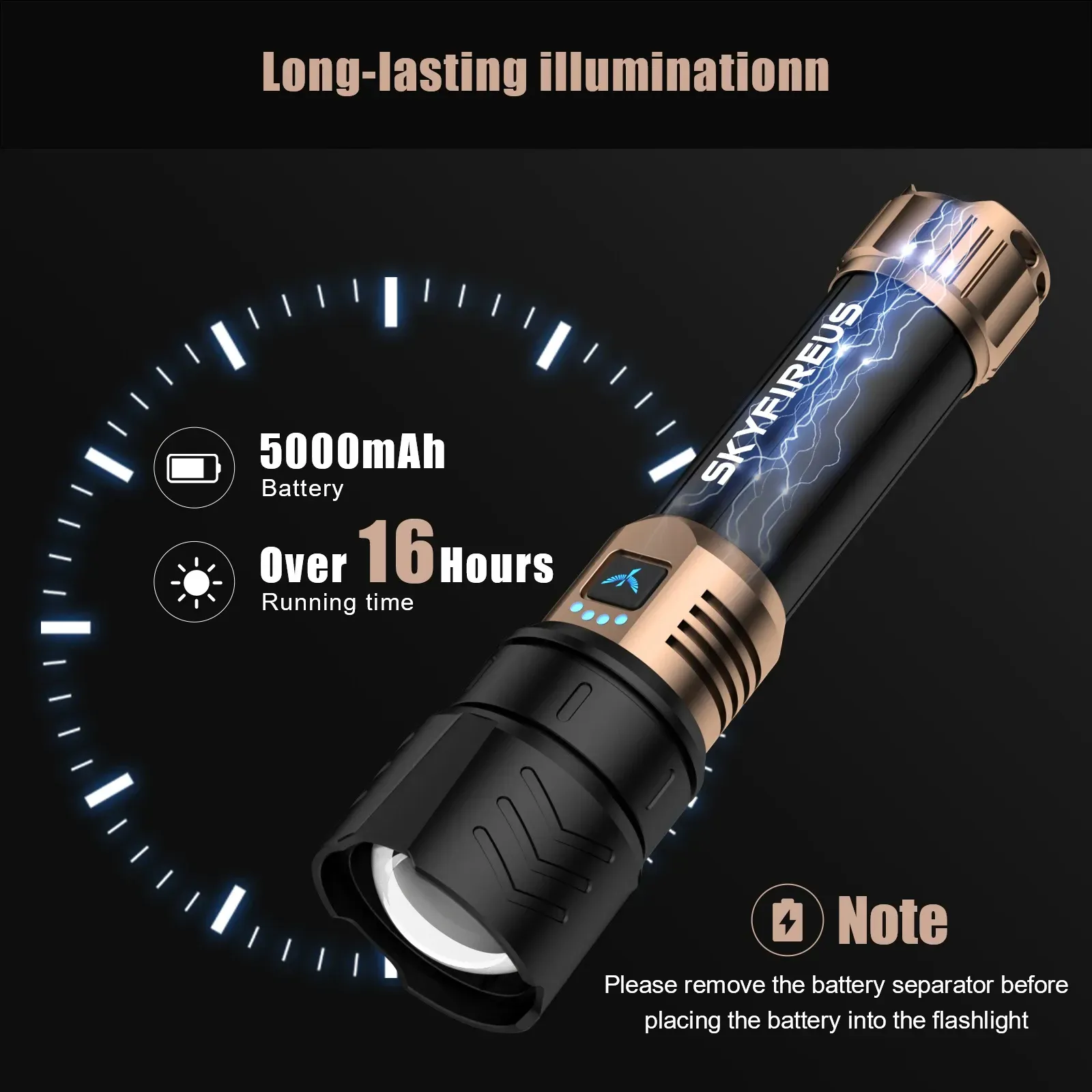 High-powered flashlight, ultra-bright laser, outdoor spotlight, long-range laser beam for patrolling