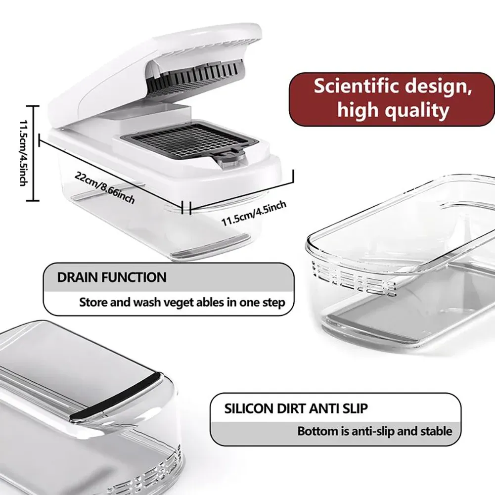 Multifunctional Food Cutter Vegetable Chopper 8 Different Blades With Container Slicers Dicer For Kitchen Cooking