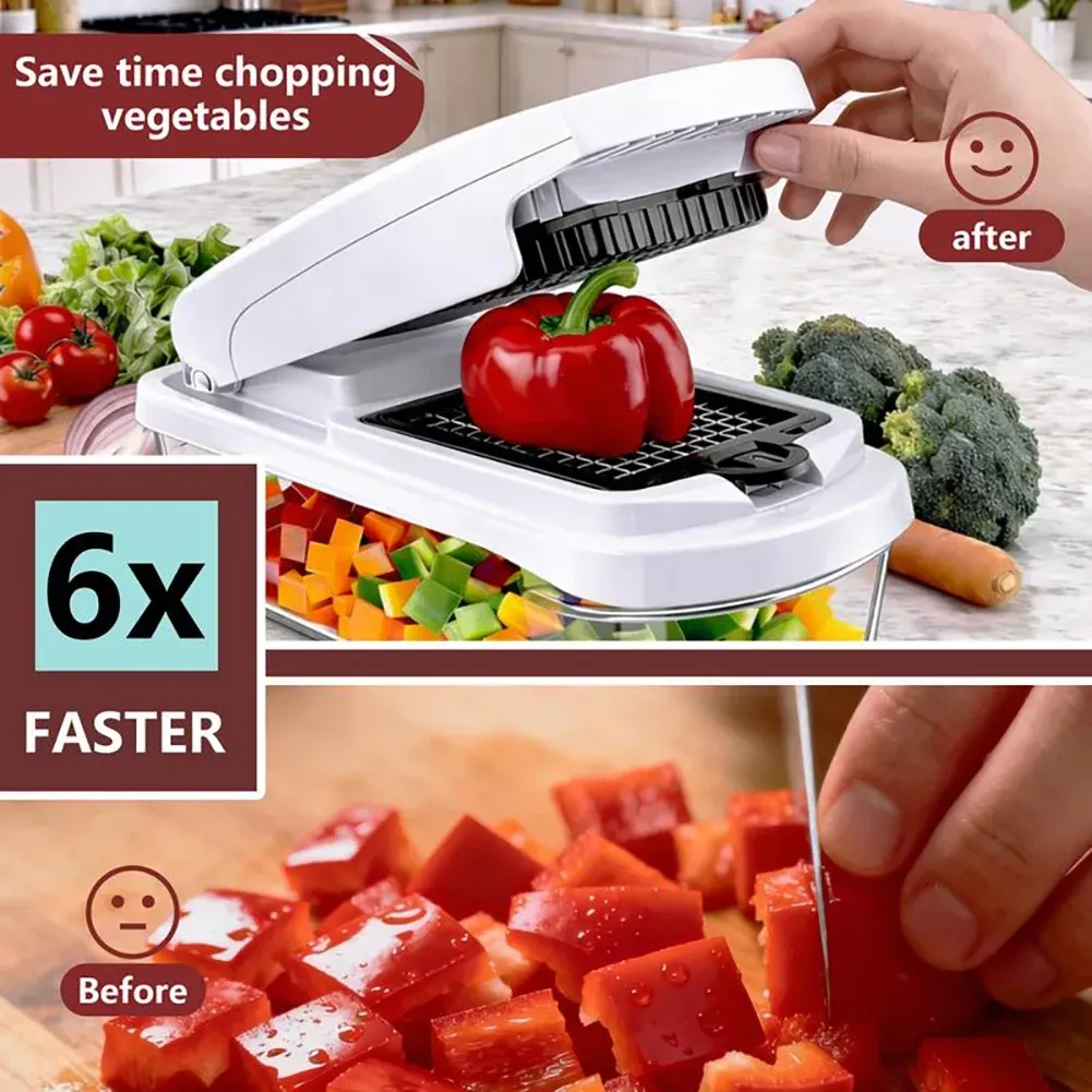 Multifunctional Food Cutter Vegetable Chopper 8 Different Blades With Container Slicers Dicer For Kitchen Cooking