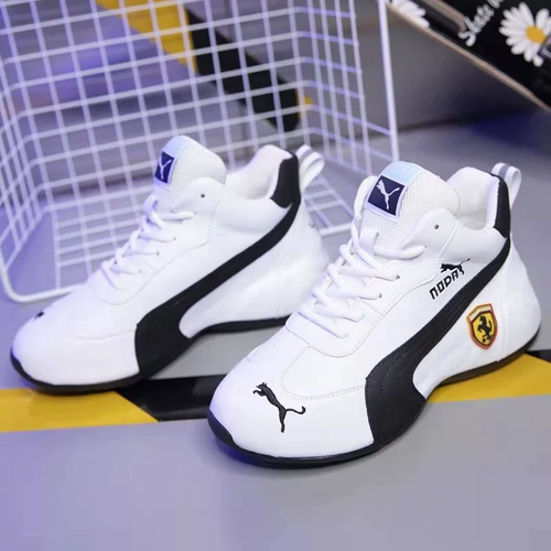 Men's Soft Leather Breathable Dad Shoes Fashionable Versatile Thick Bottom Sports Casual Shoes Grid Pattern