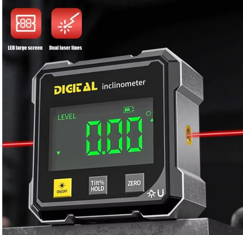 A new digital inclinometer with strong magnetic field on both sides and laser levels angle measurement slope on both sides.