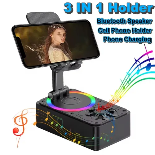 3-in-1 Bluetooth Speaker Phone Power Bank Foldable Wireless Speaker Phone Stand with Anti-Slip Pads For Video Meeting Live