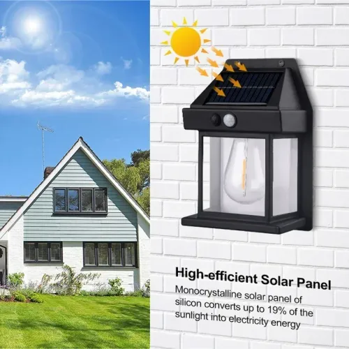 Outdoor solar wall lamp, waterproof tungsten filament light, motion sensor garden light, suitable for gardens, villas, and small houses (includes 2 lamps).