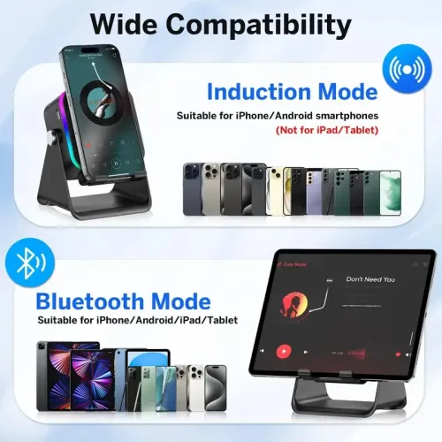 🔥New Year Special Offer sale – up to 50% off🎶📱 5-in-1 Wireless Induction Speaker with Adjustable Phone Stand