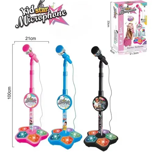 Kids Birthday Gift Microphone with Stand Flashing Light MP3 Karaoke Song Music Instrument Toys for Kids