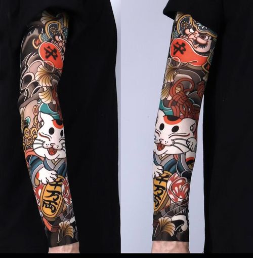 A pair of summer outdoor cycling flower arm tattoo sleeves, sports tourism, fishing, sun protection, tattoo sleeves, arm guards