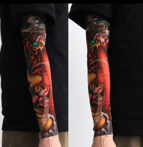 A pair of summer outdoor cycling flower arm tattoo sleeves, sports tourism, fishing, sun protection, tattoo sleeves, arm guards