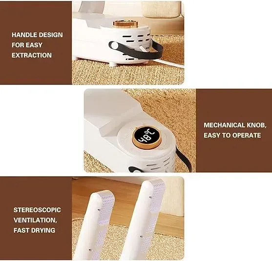 Home folding shoe dryer with timer - Smart touchscreen automatic hot air deodorizing dryer