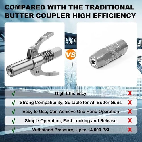 Leaking-proof Grease Tools Coupler, 12000PSI High Pressure Lubricating Oil Nozzle Accessory Compatible with 0.32 Cm Npt Lubricating Oil Nozzle