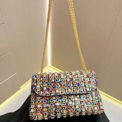 Multi-color Square Evening Bag Clutch Luxury Shoulder Bag Hand Armpit Chain Wedding Party Rhinestone Elegant Exquisite Handbag