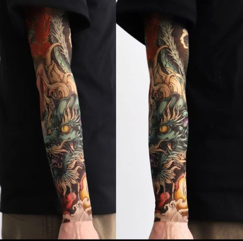 A pair of summer outdoor cycling flower arm tattoo sleeves, sports tourism, fishing, sun protection, tattoo sleeves, arm guards