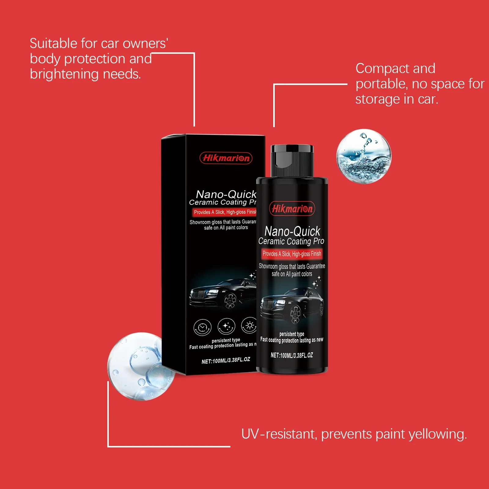 Premium Car Nano Ceramic Coating Liquid –Crystal Glass Plated Hydrophobic Paint Long-Lasting Protective Layer for Auto Detailing