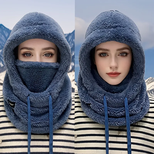 New windproof design plush hooded hat, a cold-weather cycling mask and hat for autumn and winter.（ Delivery in 3 days