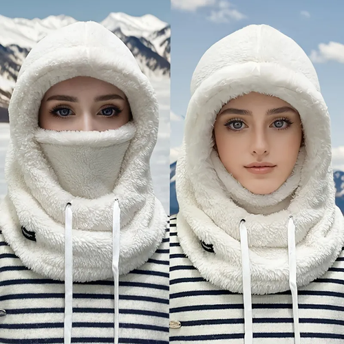 New windproof design plush hooded hat, a cold-weather cycling mask and hat for autumn and winter.（ Delivery in 3 days
