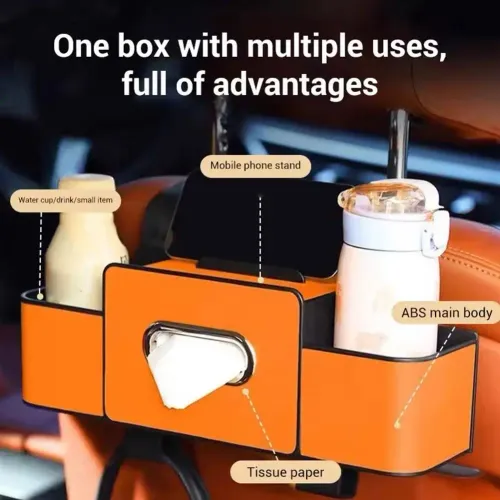 Multifunctional car seat back storage box