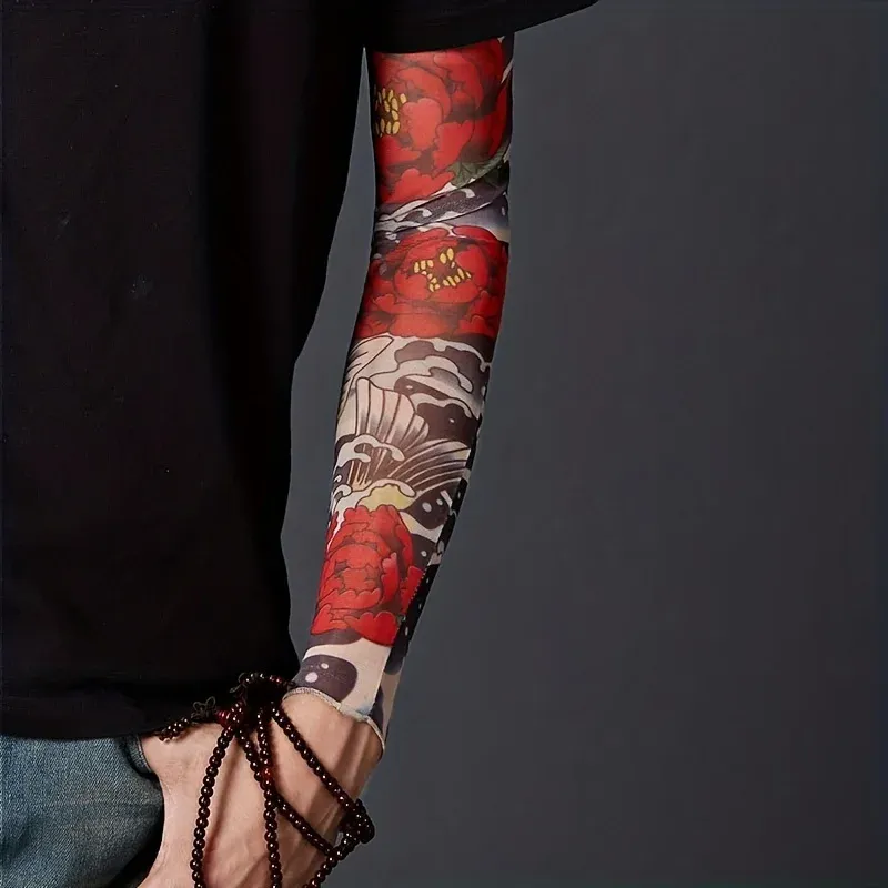 A pair of summer outdoor cycling flower arm tattoo sleeves, sports tourism, fishing, sun protection, tattoo sleeves, arm guards