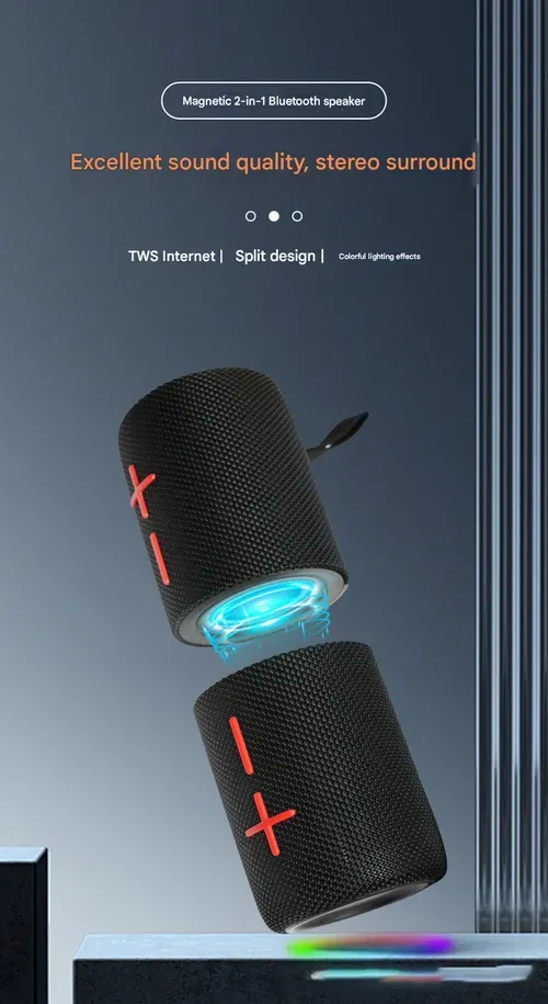 Dropshipping Products 2026 Detachable boomboxes subwoofer Magnet Speaker Stereo Bass 2 in 1 Portable Electronic gadgets
