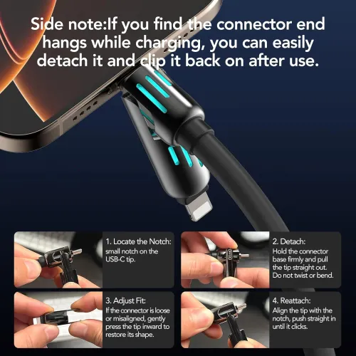 Multi Connectors 4 in 1 Charger Rotating Elbow USB to Type-C 1.5m Mobile Phone 240W Fast Charging Silicone Cable Data Transfer