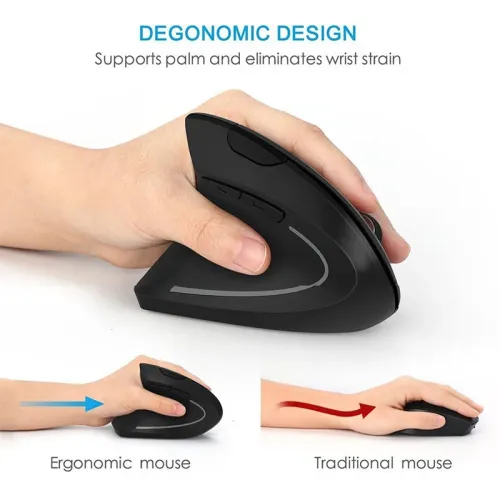 Vertical Ergonomic Mouse — Portable, Bluetooth, Battery-Powered