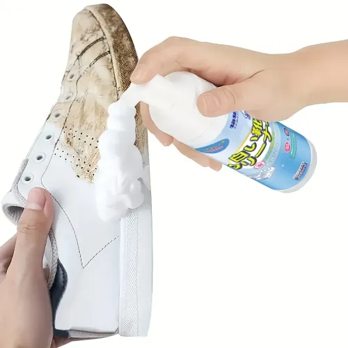 Japan Cleaning Research Institute presents:White Shoe Foam Cleaner-200ml for Sneakers Canvas & Faux - No-Rinse Formula, Stain Remover & Whitening Mousse Effortless Cleaning