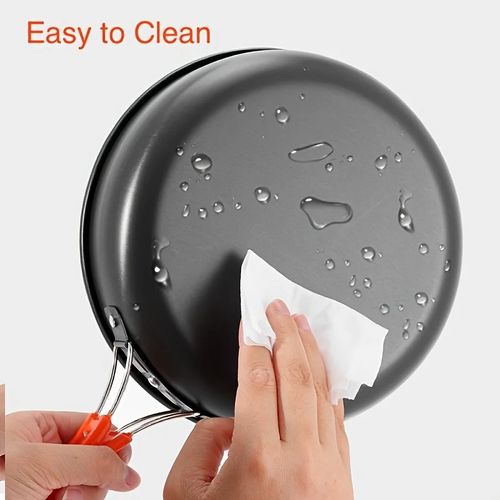 3-Piece Portable Camping Cookware Set, Lightweight Outdoor Cooking Kit with Pot, Frying Pan & Kettle, Quick Assembly & Storage for Hiking, Picnics and Camping