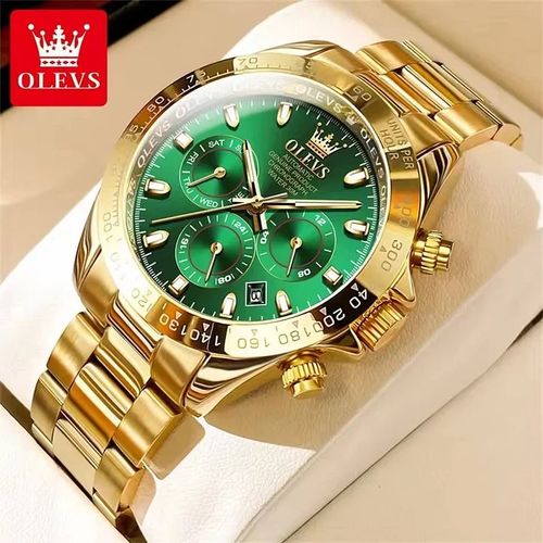 Waterproof business men's gold watch