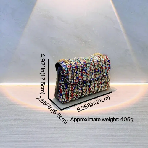 Multi-color Square Evening Bag Clutch Luxury Shoulder Bag Hand Armpit Chain Wedding Party Rhinestone Elegant Exquisite Handbag