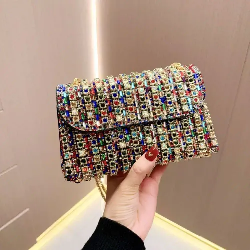 Multi-color Square Evening Bag Clutch Luxury Shoulder Bag Hand Armpit Chain Wedding Party Rhinestone Elegant Exquisite Handbag