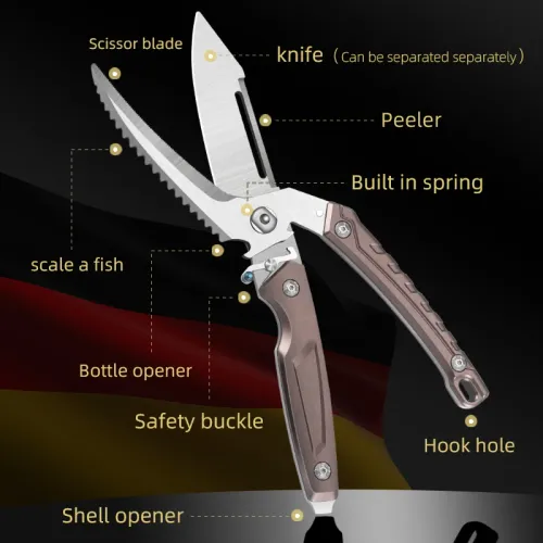 Stainless steel scissors with multiple functions
