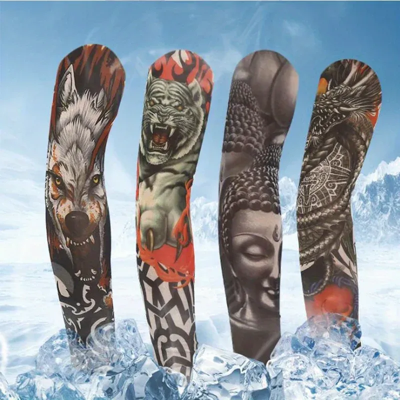 A pair of summer outdoor cycling flower arm tattoo sleeves, sports tourism, fishing, sun protection, tattoo sleeves, arm guards