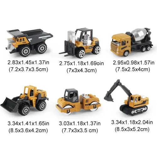 6pcs set Alloy Engineering Truck Loader Tractor Excavator Classic Construction Model Vehicle Toys Educational Toys for Kid Gifts