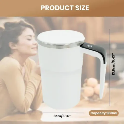 Electric Self-stirring Coffee Mug - Magnetic Stirring Cup, Rechargeable Automatic Mixing Cup with LCD Thermometer, for Milk & Cocoa, Ideal for Office & Kitchen & Travel