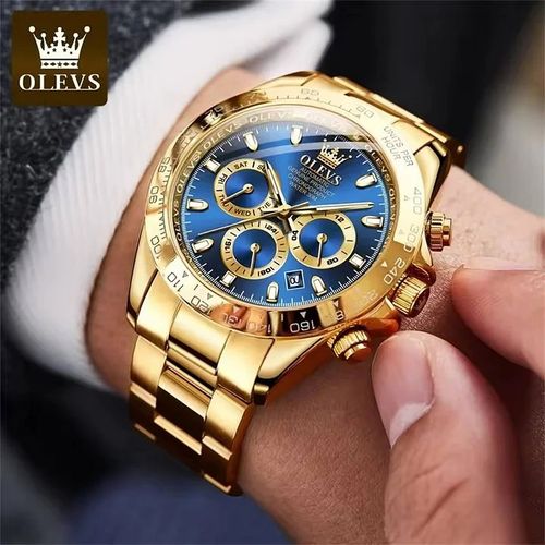 Waterproof business men's gold watch