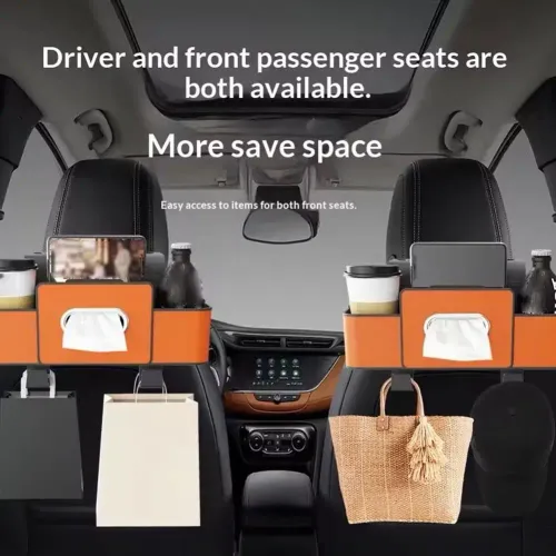 Multifunctional car seat back storage box