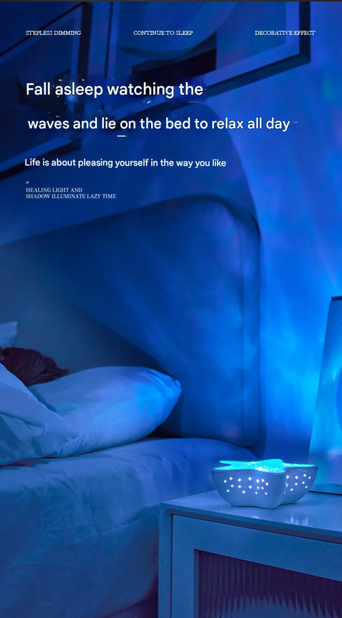 Starfish Projector Lamp - Water Ripple Night Light with Ocean Blue Ambience, Bedroom Decorative Lamp, Romantic Gift for Birthdays & Special Occasions, Marine-Themed Ambient Light