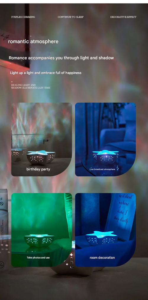 Starfish Projector Lamp - Water Ripple Night Light with Ocean Blue Ambience, Bedroom Decorative Lamp, Romantic Gift for Birthdays & Special Occasions, Marine-Themed Ambient Light