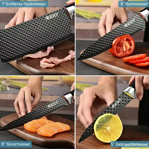 Premium 6-Piece Stainless Steel Kitchen Knife Set -Ultra Sharp with Wooden Ergonomic Handles