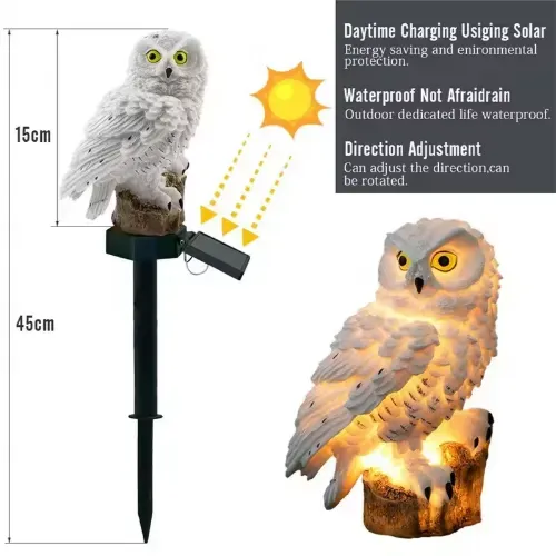 2Pcs Solar Owl Garden Light