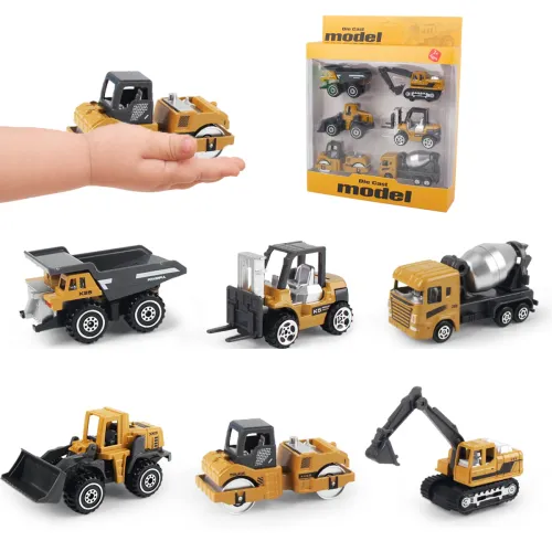 6pcs set Alloy Engineering Truck Loader Tractor Excavator Classic Construction Model Vehicle Toys Educational Toys for Kid Gifts