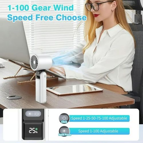 🌞Summer Hot Sale - Multifunction Portable Handheld Turbo Ice-Cooling Fan | AC-Like Gel Pad Tech, 5 Gears